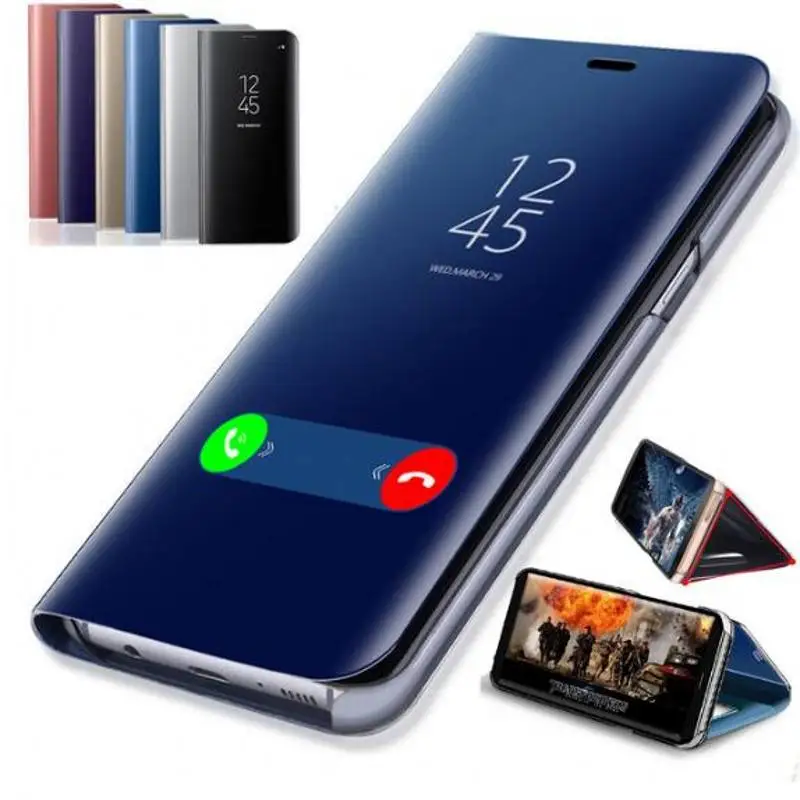 Mirror Smart Case For LG V40 V30 V35 Clear View PU Leather Shockproof Kickstand Flip Cover Plus V50 V60 | Мобильные телефоны и