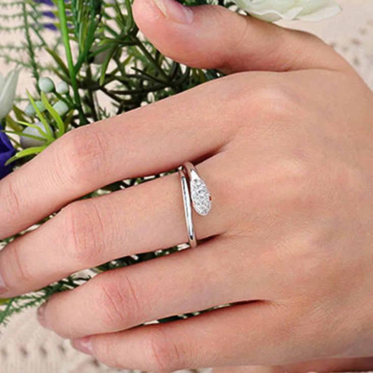 Милый маленький змей 925 пробы серебро отверстия кольцо Цирконий шипованные палец