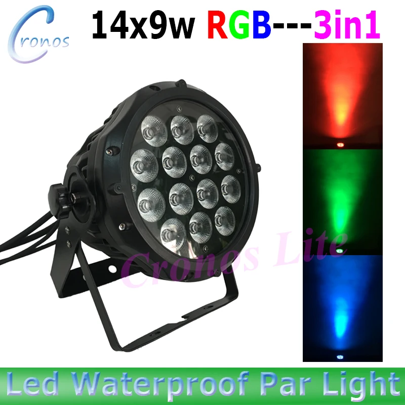 4 шт./лот 14x9 Вт RGB 3in1 привело водонепроницаемый света номинальной 3/7CHs 0 100% линейной