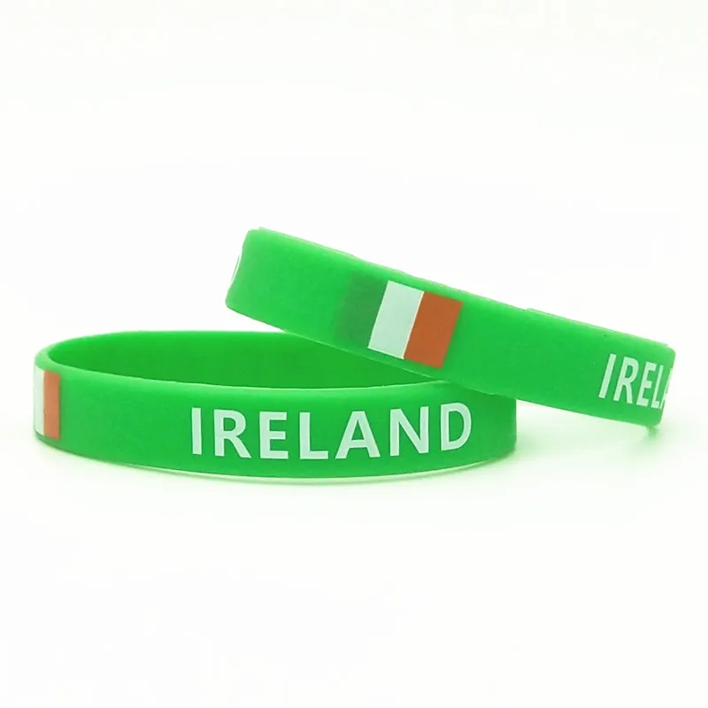 

1PC Ireland Country Flag Silicone Wristband Green Football Sports Souvenir Silicone Rubber Bracelets&Bangles Gifts SH246