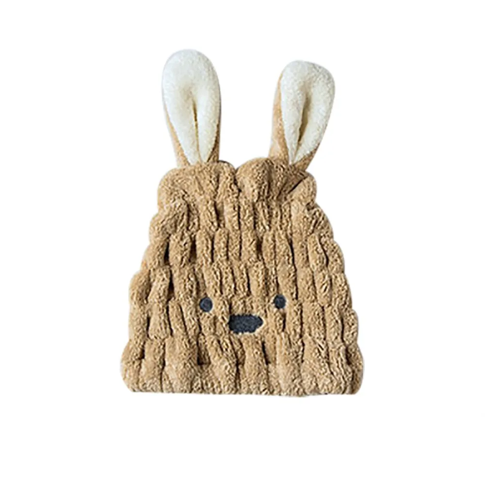 Шапочка для душа с рисунком кролика Коралловая флисовая шапка быстрой сушки