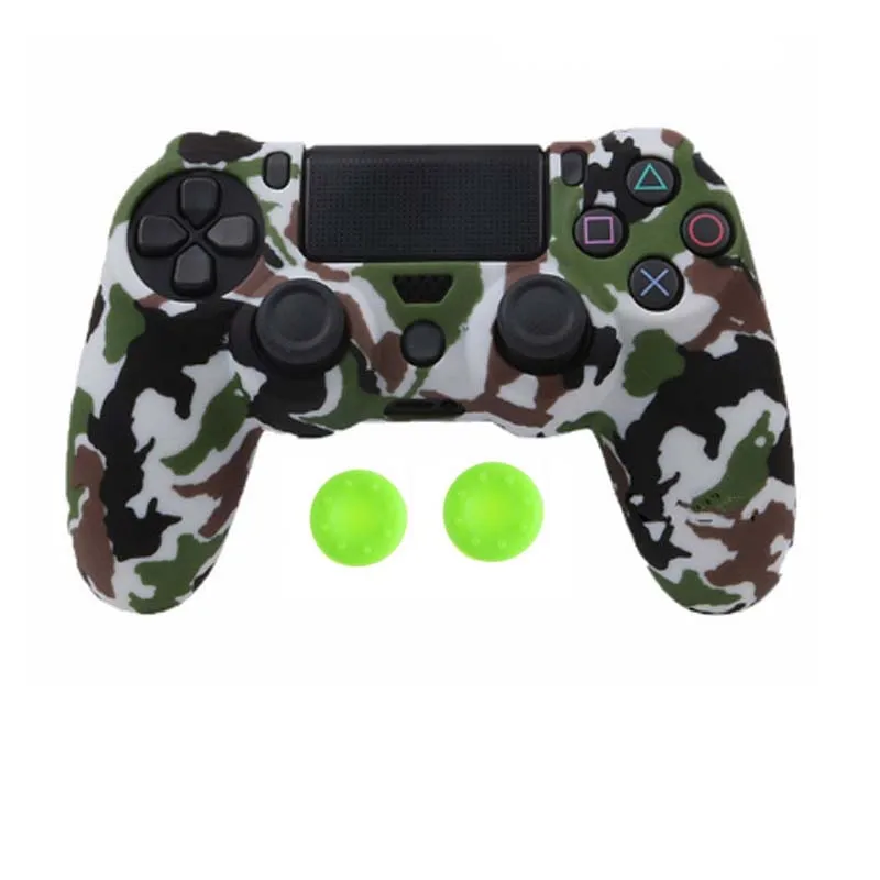 camo white PS4 PS4 SLIM PRO Камуфляжный Противоскользящий силиконовый чехол с 2 колпачками для джойстика для Playstation 4 Dualshock 4 - Цвет: camo white