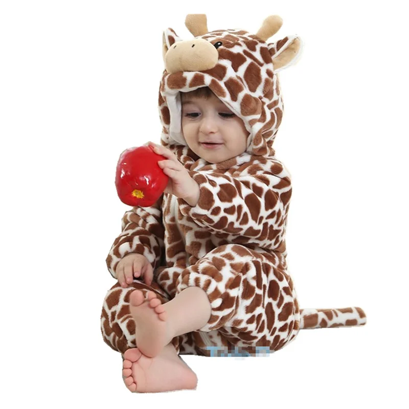DOUBCHOW Infants Baby's Soft Flannel Cute Brown Milk Cow Rompers Toddlers Girls Boys Babys Snowsuit Costume Cosplay Jumpsuits |