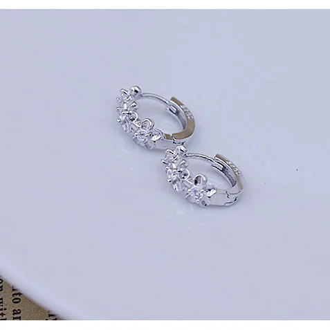 Женские серьги Обручи из серебра 925 пробы с фианитами|hoop earrings|earrings forearring for wedding |