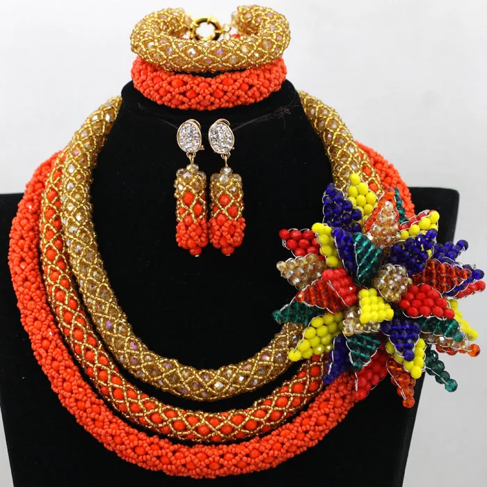 Подвески 4 слоя Африканский кристалл костюм Ювелирные наборы Индийский