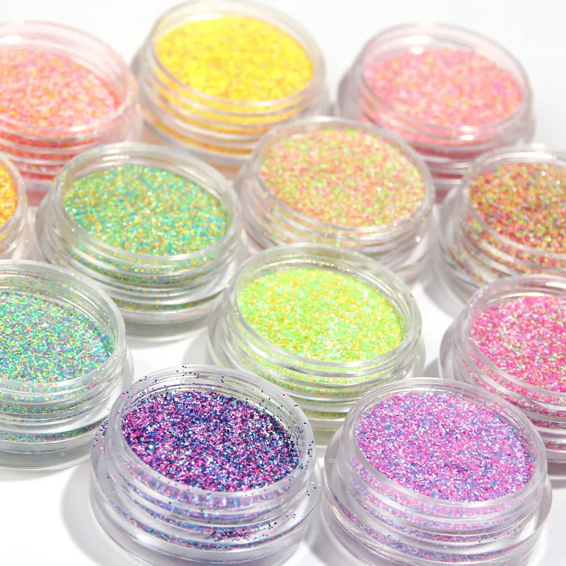 Голографические разноцветные Блестки для ногтей 12 бутылок блестящие краски