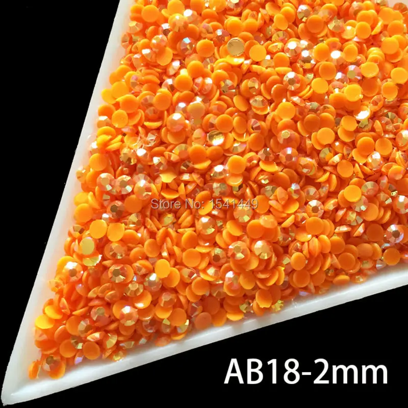 

1000pcs/pack 3D SS6 Nail art tips Jelly Laser orange Crystal AB 2mm Flat Back resin Rhinestones crystal hotfix beads AB18