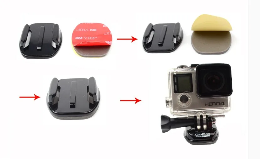 Наклейка 6X изогнутая 6X плоская поверхность фиксированные крепления 12 шт. 3 м клейкая лента для GoPro4 3+ для Xiaomi Yi SJCAM SJ4000 аксессуары