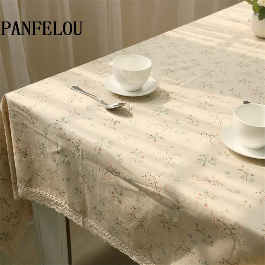 PANFELOU Бежевый фон маленький цветочный орнамент элегантная и чистая скатерть для