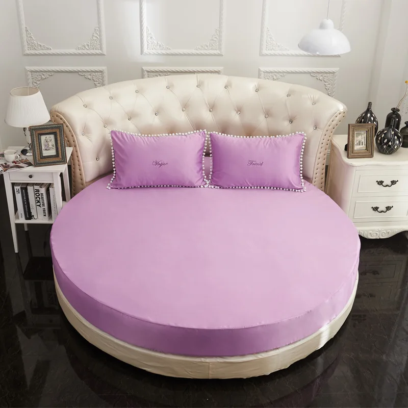 purple thicken fit Домашний текстиль мыть шелк Круглый установлены простыни 3 шт./компл. круг резиновая простыни 200*200 см, 220*220 см кровать юбка крышка Сгущает х/б - Цвет: purple thicken fit