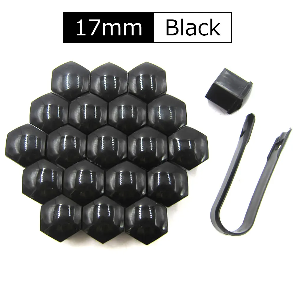17mm-black 17 мм 19 мм 21 мм автомобильные универсальные колесные гайка с болтом крышка головки Защитная крышка болта s наружное украшение защита болтов обода 20 шт - Цвет: 17mm-black