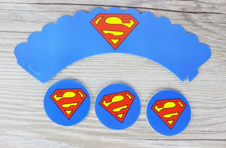 24 шт. Горячая продажа Супермен тема украшения торт печь обертки Беби Шауэр