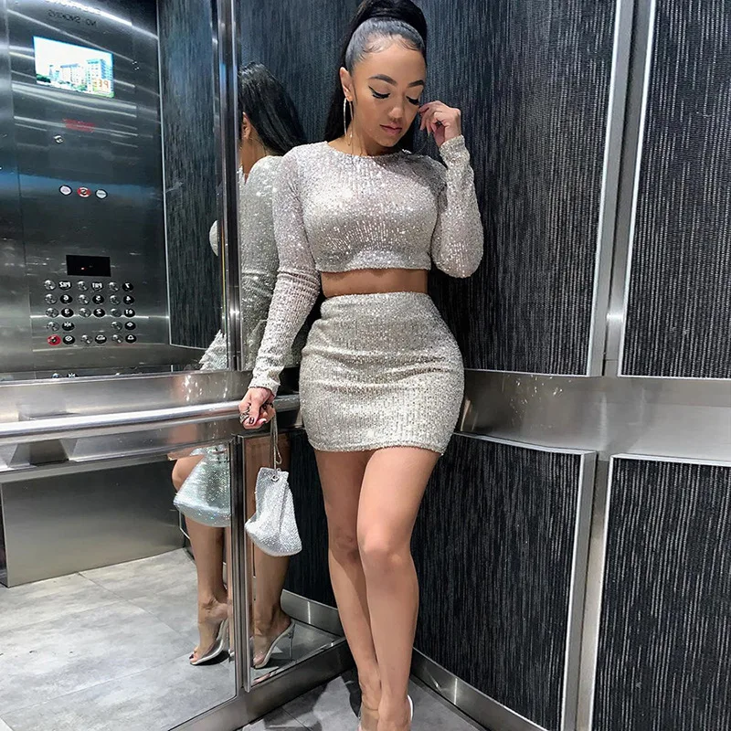 2019 Новый Для женщин блестящее платье комплект пикантная обувь для ночного клуба