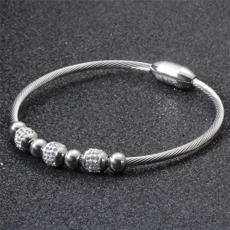 Modyle 2021 New Fashion Women Accessories Silver Color Gold Stainless Steel CZ Stone Bead Charm Bracelets for | Украшения и