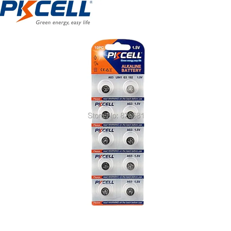 300 шт. PKCELL часы батарея AG3 lr41 1 5 v 35mah SR41 G3 RW87 LR1120 Akaline кнопочный Аккумулятор для