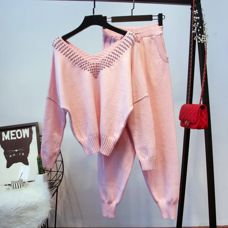 ALPHALMODA 2018 осенне зимний женский Модный трикотажный спортивный костюм с v образным