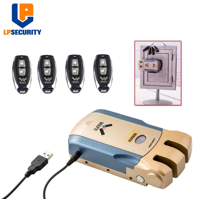 

LPSECURITY Wireless Remote Control Electronic Lock Invisible Keyless Entry Door Lock with 4 Remote Controllers