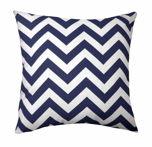 

Chevron Zigzag Throw Pillow Case Geometric Zig Zag Cushion Cover Navy Blue Decorative Pillows Covers Car Seat Sofa 18" Two Sides