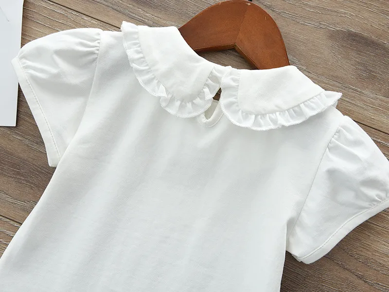 2019 летняя хлопковая белая футболка с коротким рукавом для девочек детская одежда