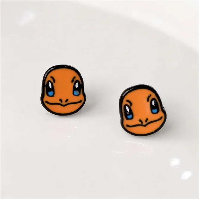 Сталь цвет Модные серьги-гвоздики с эмалью в форме Пикачу Pokemon Go для женщин, девушек, чармандер, Сквиртл, Бульбазавр, серьги, подарок для любителей аллергии - Окраска металла: Сталь цвет