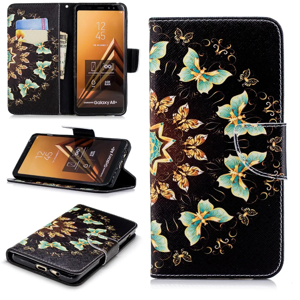 SjuzzyU Anti-knock PU Leather Case For Samsung Galaxy A8 plus 2018 Covers card bag Flip cases funda | Мобильные телефоны и