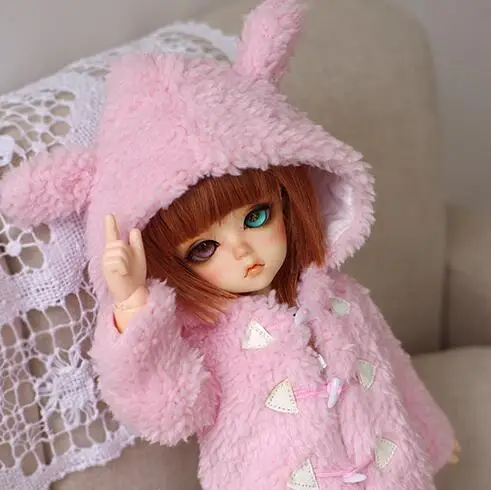 pink Горячая новинка 1/4 1/6 BJD MSD YOSD Кукла Одежда Lotita милая розовая/коричневая шерстяная шапка пальто/наряд - Цвет: pink