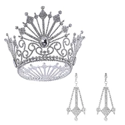 Silver clear Гигантская Мисс Вселенная Королева Король мужские королевские блестящие Австрийские Стразы Золотая свадебная диадема тиары и короны невесты - Окраска металла: Silver clear