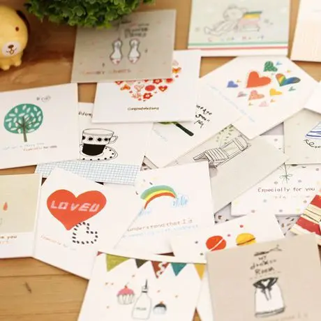 

10pc/lot Creative happy life small birthday card/ festival paper cute min Greeting gift Cards/business card