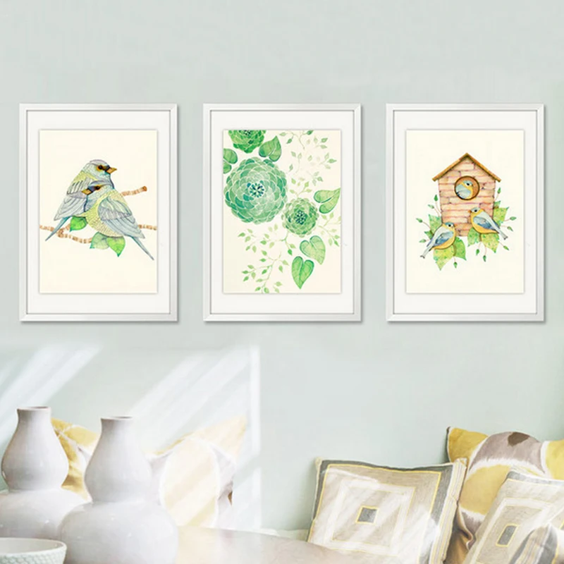 Скандинавский минималистичный цветочный холст настенные художественные птицы