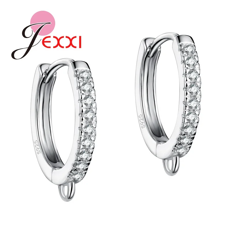 Серьги кольца из серебра 925 пробы с кристаллами 1 пара|earring findings|diy accessoriesconnector earring |
