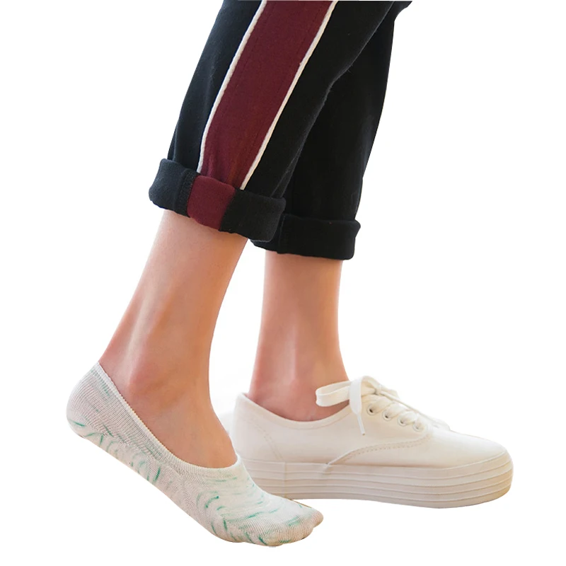 1 пара новинка модные дышащие впитывающие пот хлопковые невидимые носки Ms. пряжа