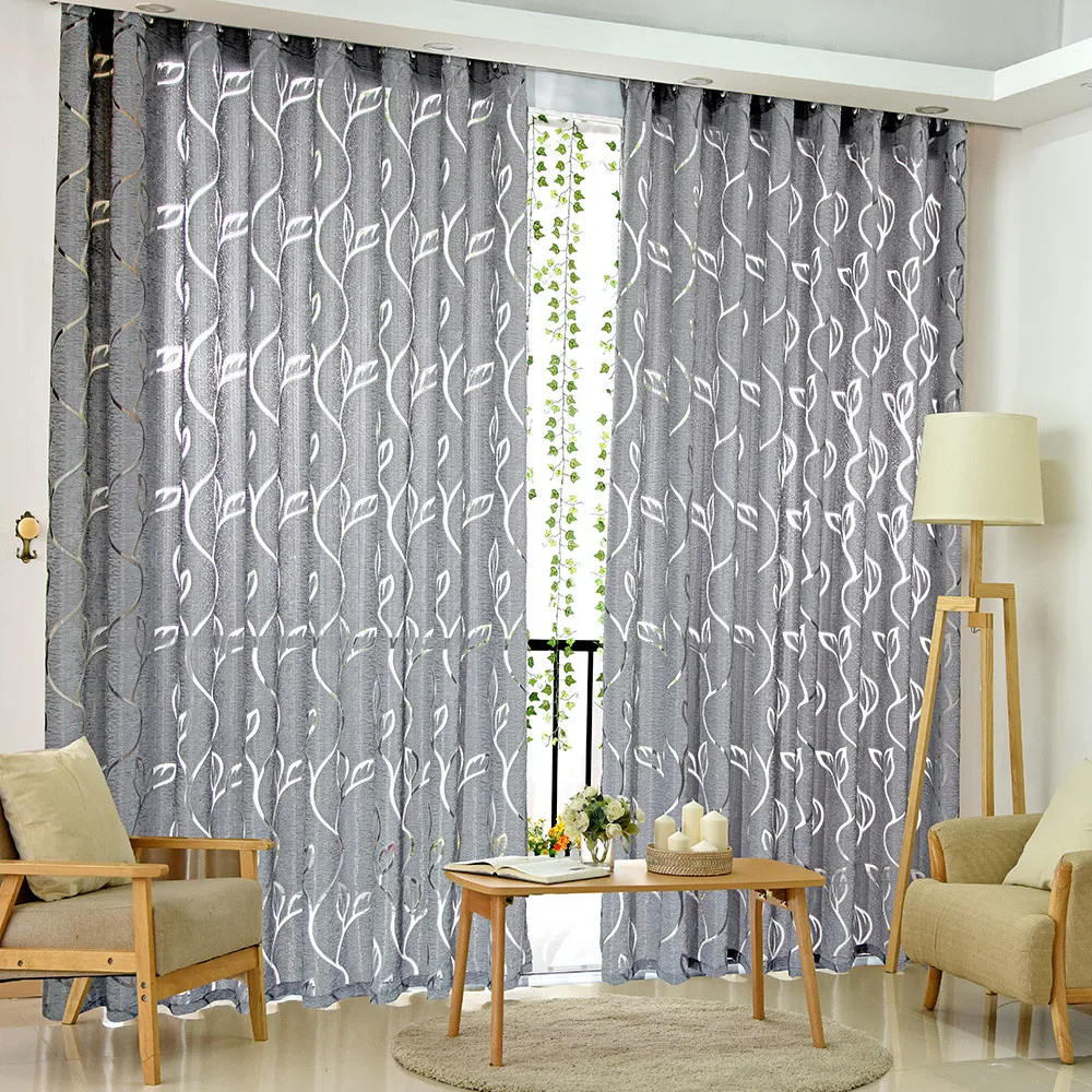 

1 PCS Vines Leaves Tulle Door Window Curtain Drape Panel Sheer Valances For Living Room Curtains Decorative Window Screen#008