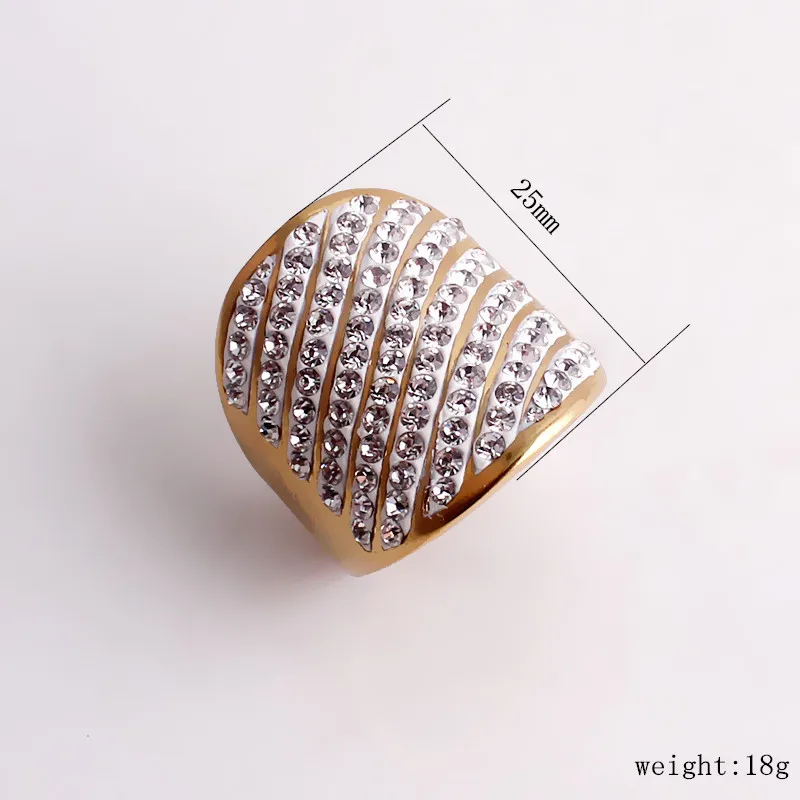 BLEUM CADE Мода 9 ряд CZ Кристалл Золото Цвет 316L нержавеющая обручальное кольцо для