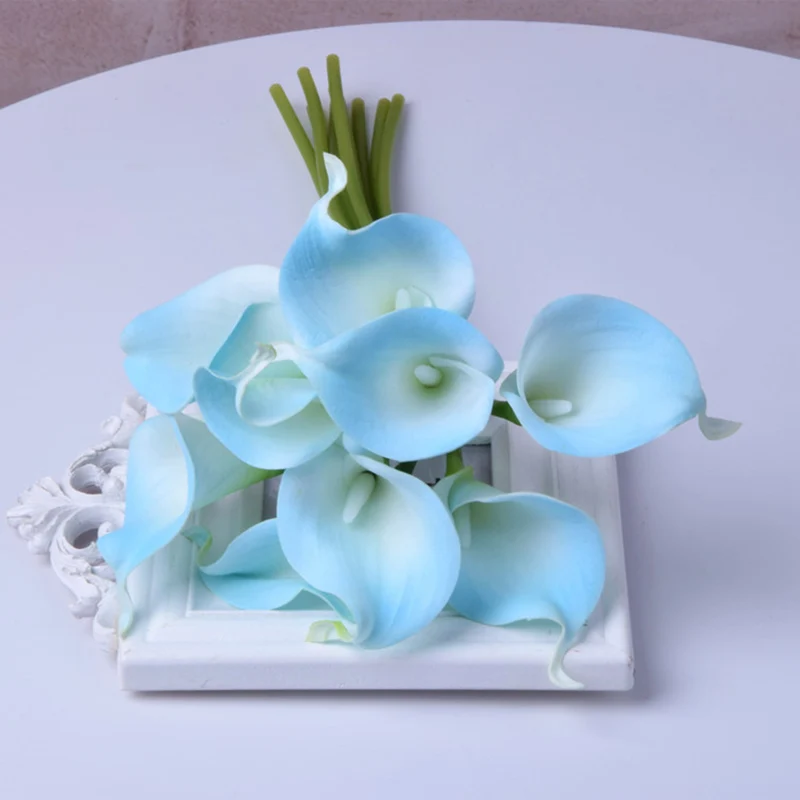 light blue Новая искусственная Цветочная подделка, украшение Калла, яркие украшения для свадьбы, дома, вечерние - Цвет: light blue