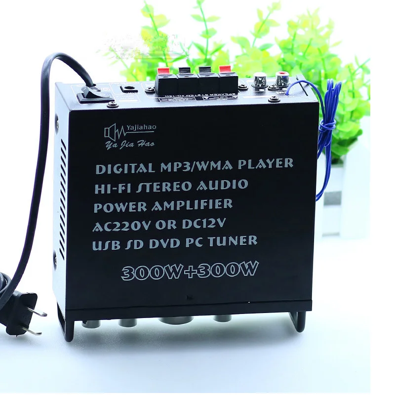 DC12/AC 220 V Mini 2 канальный Мощность усилитель плеер с sd-картой FM электронный Hi-Fi