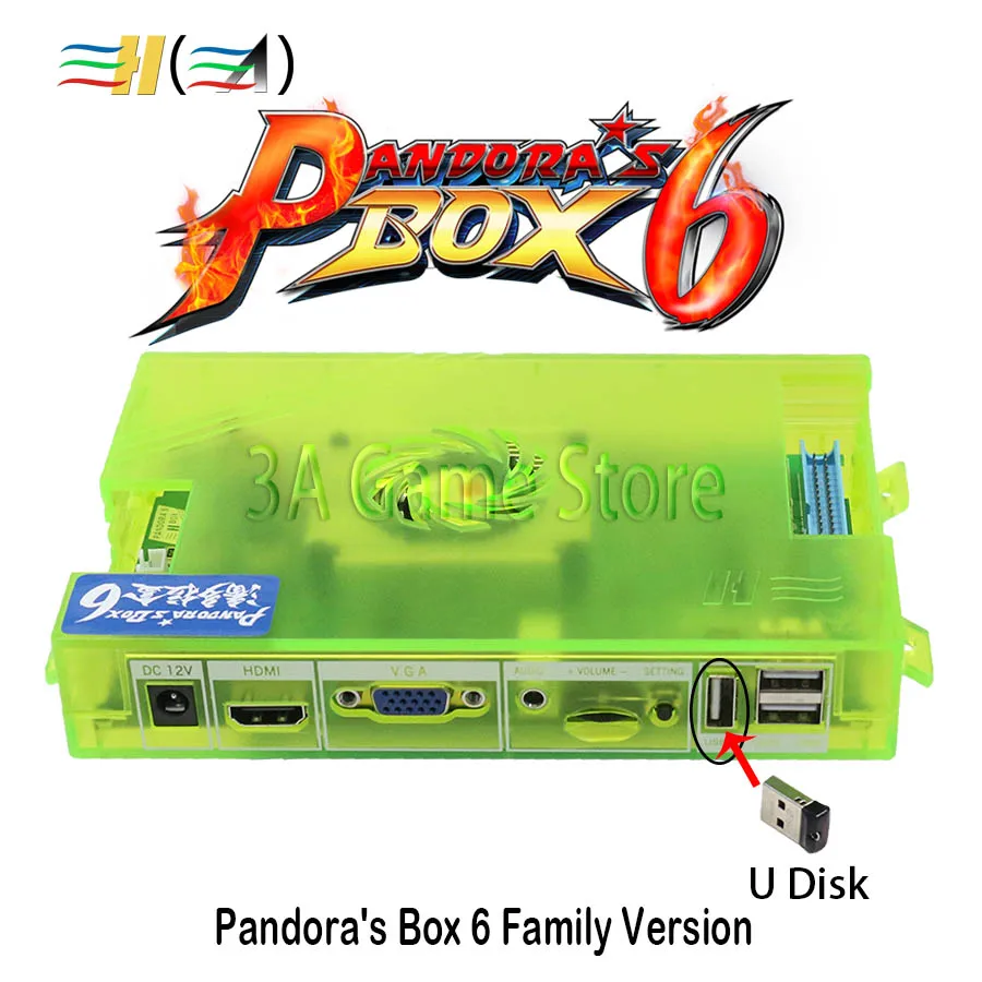 [1300 HD игр] реальная Pandora Box 6 ретро 3D аркадная Консоль 2 игрока игра управления