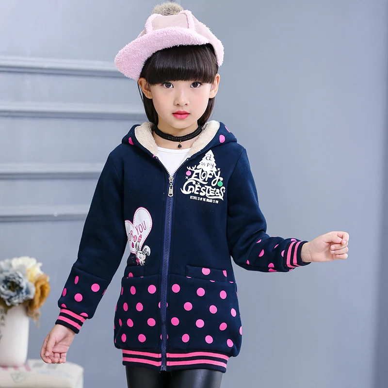 Новинка Весна 2018 толстовки с капюшоном для девочек спортивные куртки в горошек