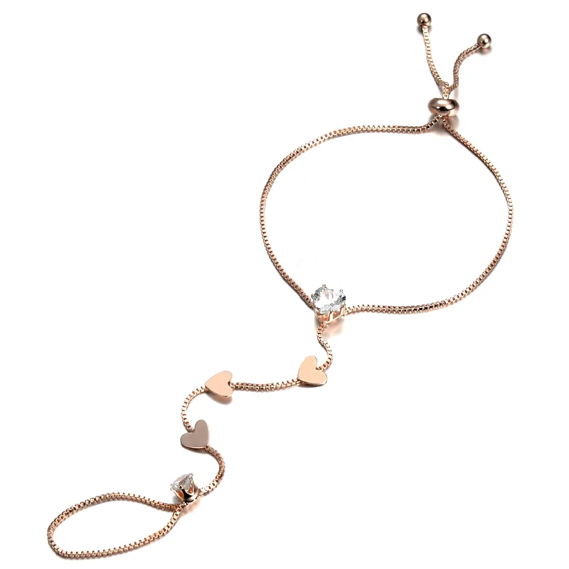 Женский браслет с сердцем Crazy Feng уникальный дизайн золотистого цвета на запястье