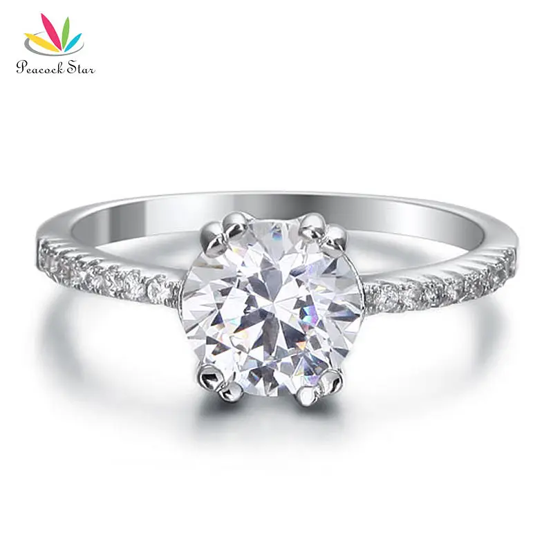Кольцо из серебра 925 пробы с павлином и звездой 2 карата|ring jewelry|engagement ring925 silver |