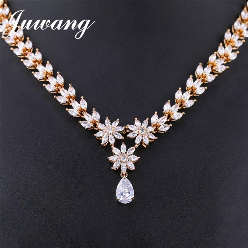 JUWANG золото Дубай ювелирные наборы Parure Bijoux Femme Mariage элегантный Африканский комплект ювелирных изделий для женщин Подарки на день Святого Валентина 925
