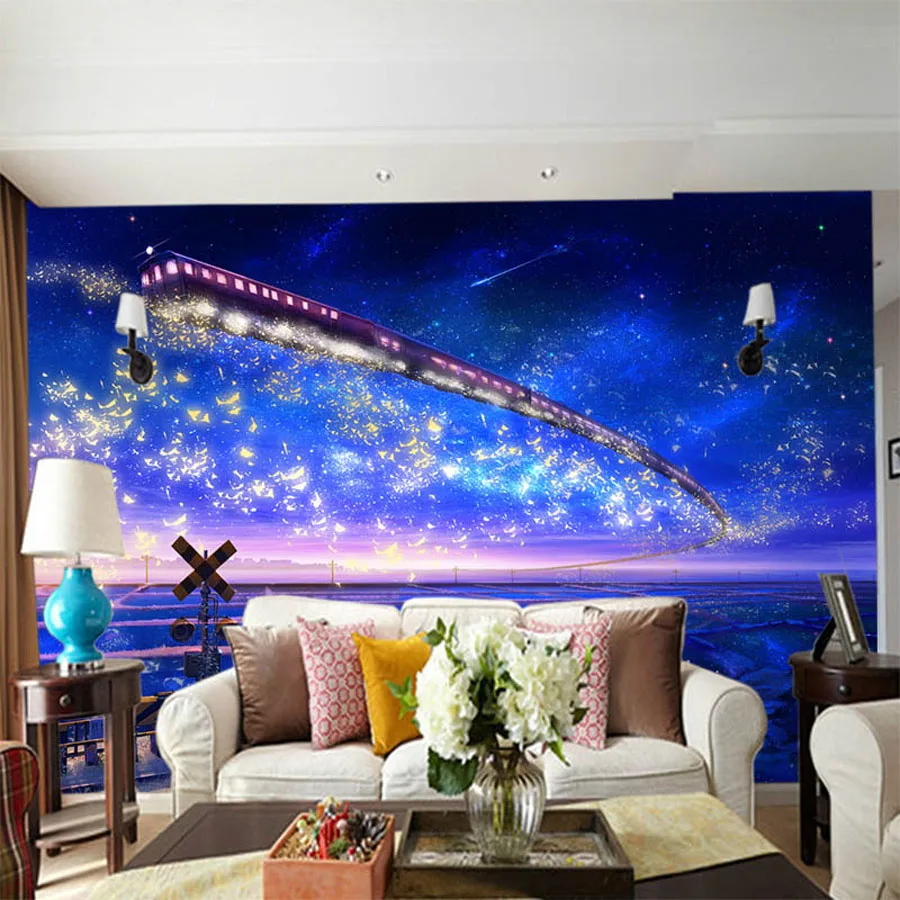 Large Fantasy Star Cartoon Train 3D Room Embossed Wallpaper for Livingroom 3 d Wall Paper Background Covering Murals Rolls Art |