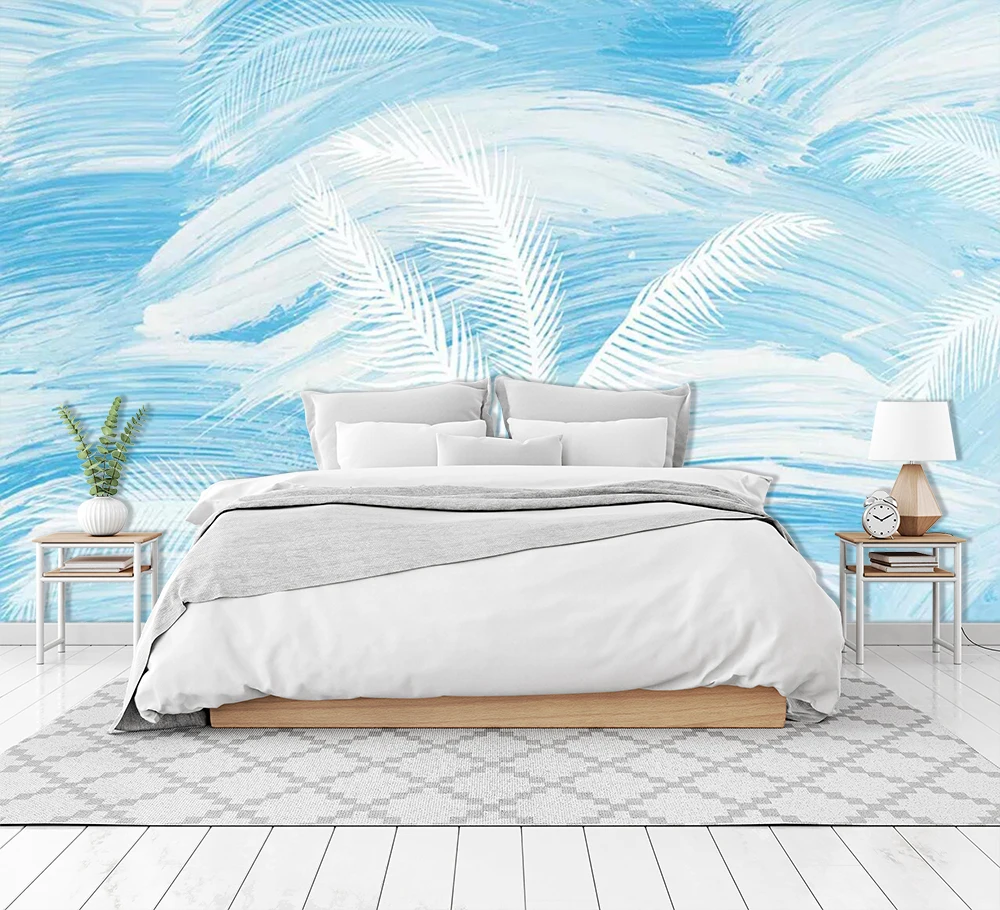

[Self-Adhesive] 3D Paint White Leaves 22 Wall Paper mural Wall Print Decal Wall Murals