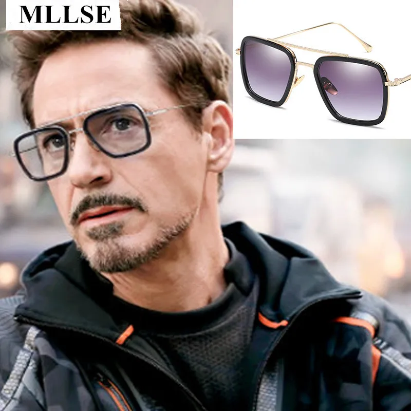 Мужские солнцезащитные очки с изображением Железного человека 3, Tony Stark Matsuda, мужские Ретро винтажные очки, квадратные солнцезащитные очки, Oculos Masculino Gafas de