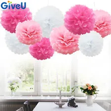 GiveU Новый 9 шт./лот 8 &quot10&quot 12 &quotбумажный помпон Белый Розовый Фуксия бумажный