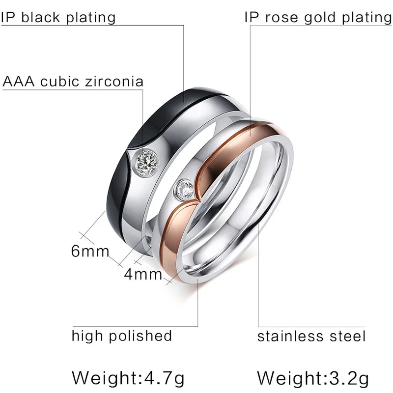 Кольцо женское V.YA подарок для мужчин и женщин парные кольца из нержавеющей стали