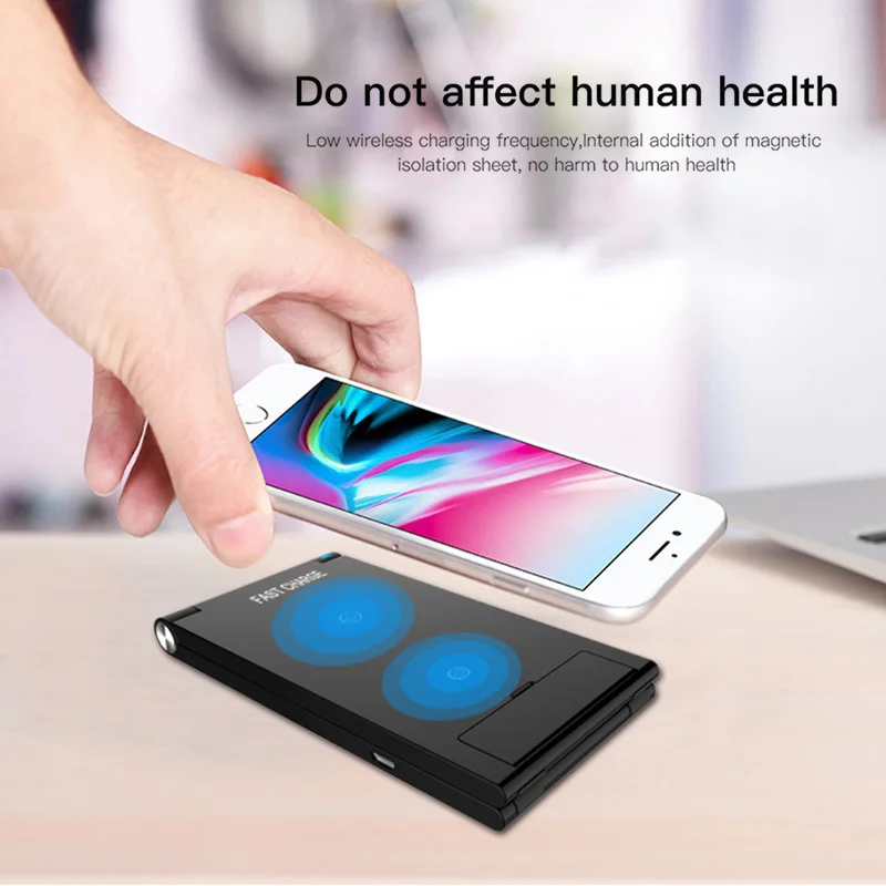 Портативное Qi Беспроводное складное зарядное устройство для iPhone X 8 Samsung S9 S8 Note Phone