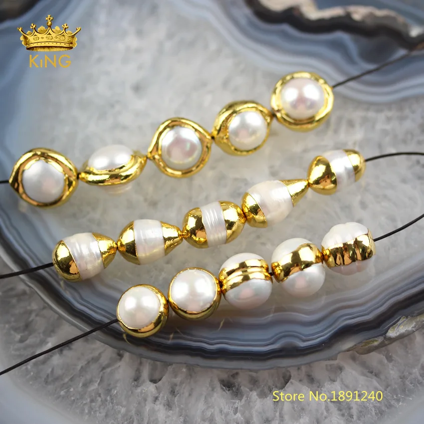 3 Style choice 10pcs bulk sale White Pearl Shell holes Charms Plated Gold Copper Caps Bails DIY Bracelet Necklace Spacers YYF43 | Украшения