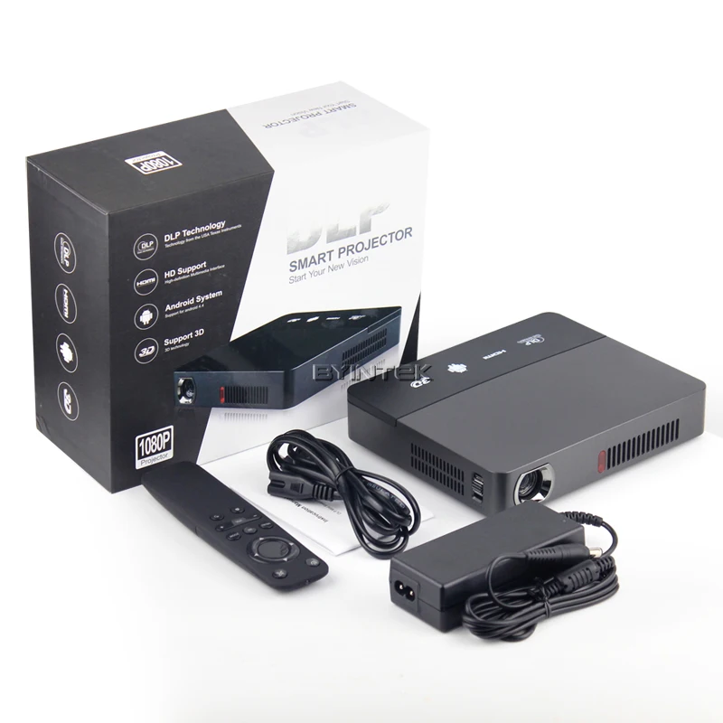 Byintek Новый MD325 Miracast Портативный 3D проектор Пико HD Smart Android USB Видео Wi-Fi Микро DLP LED