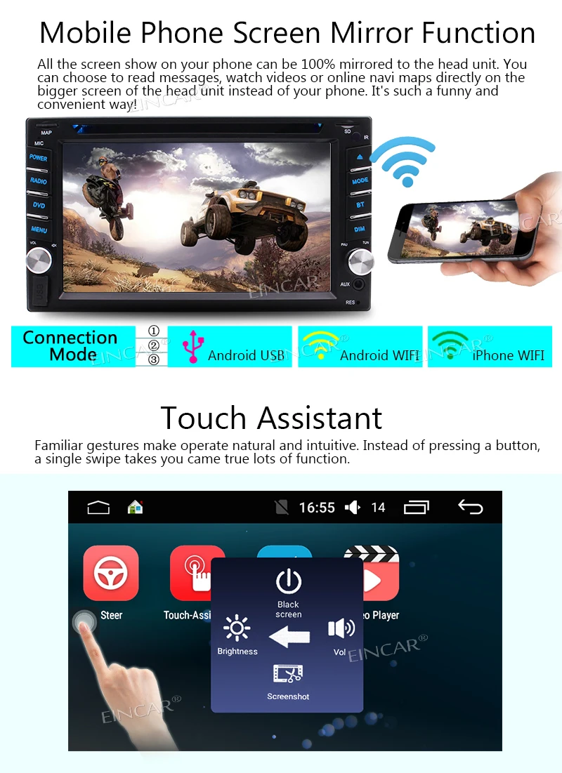 2 din Android 6 0 Автомобильный ПК Радио Стерео HD сенсорный экран Авторадио Bluetooth