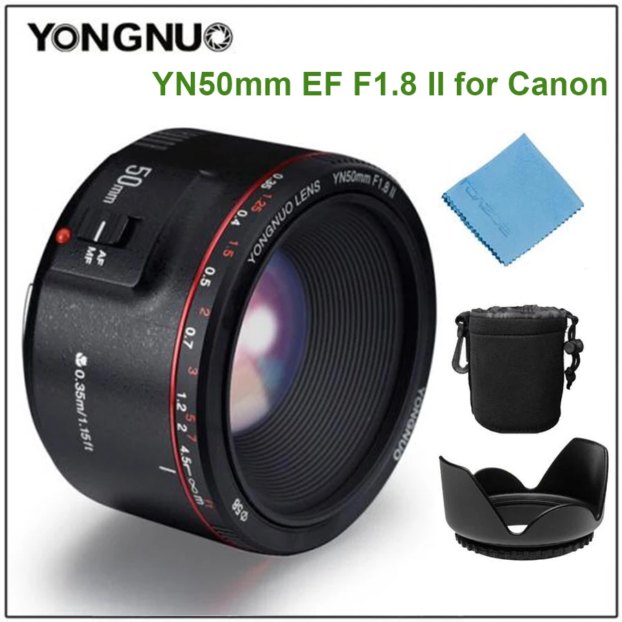 Объектив YONGNUO YN50mm F1.8 II объектив с фиксированным фокусом EF 50 мм F/1,8 AF/MF объектив с большой апертурой и автофокусом для камеры Canon DSLR